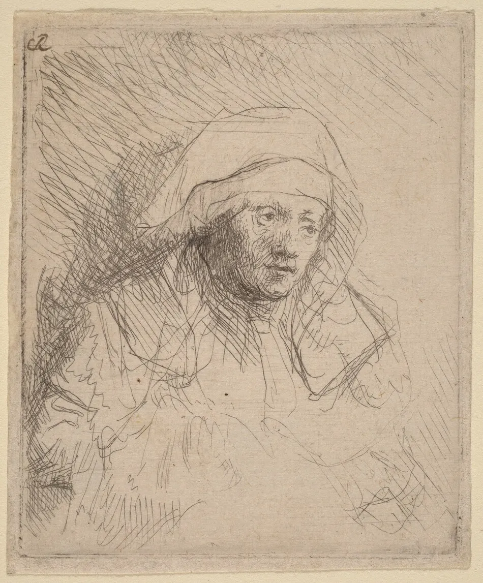 Sick Woman with a Large White Headdress (Saskia) by Rembrandt van Rijn