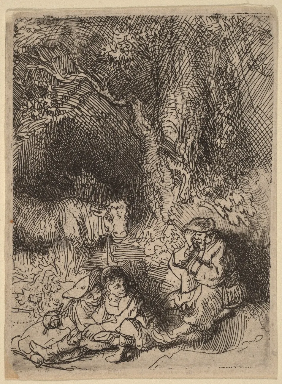The Sleeping Herdsman by Rembrandt van Rijn