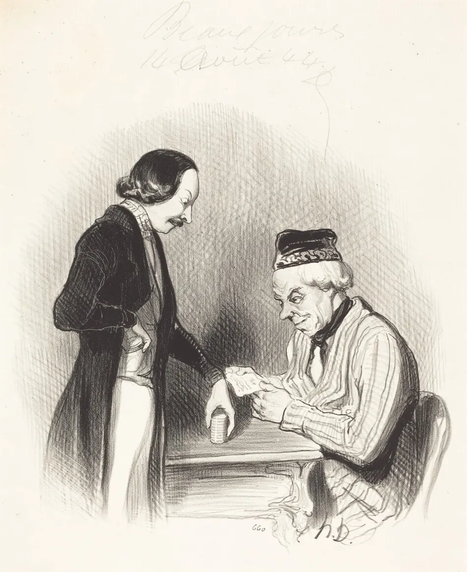 L'Escompte d'un billet by Honoré Daumier