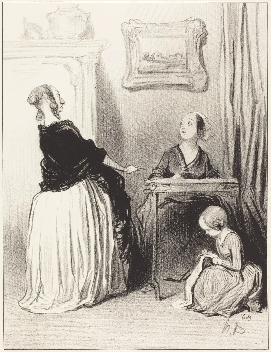 Ah!... quelle singulière éducation vous donnez a votre fille?... by Honoré Daumier