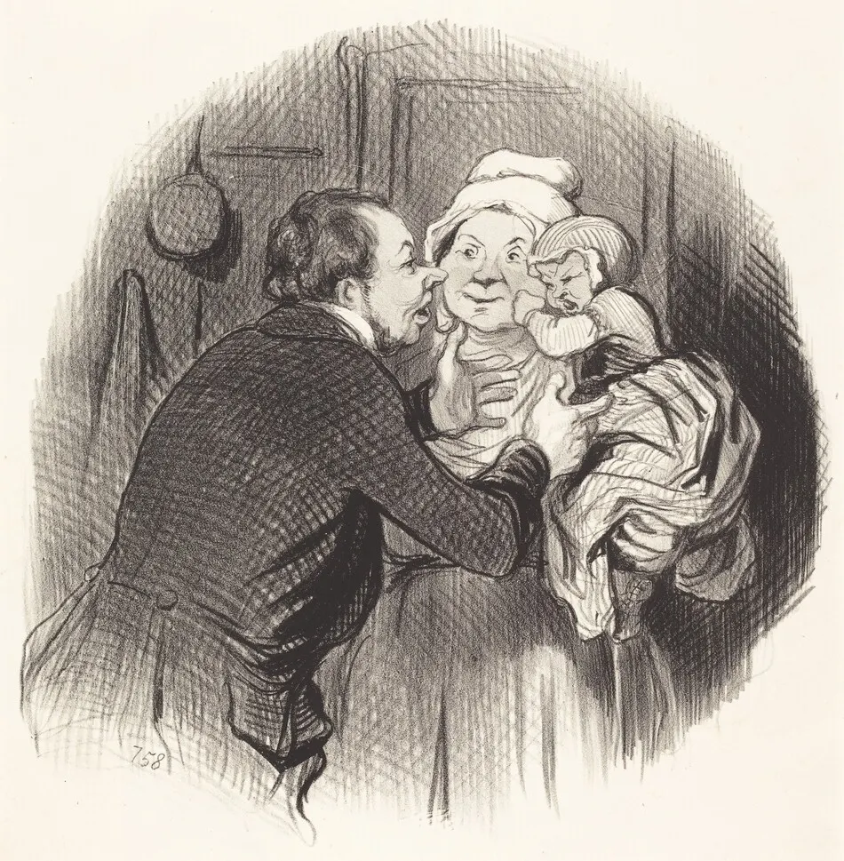 La Visite a la nourrice by Honoré Daumier