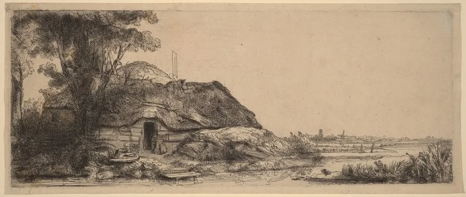 Landscape with a Cottage and a Large Tree by Rembrandt van Rijn