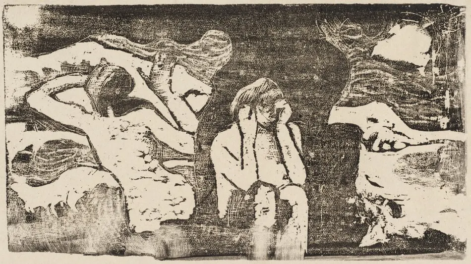 At the Black Rocks (Aux roches noires) by Paul Gauguin