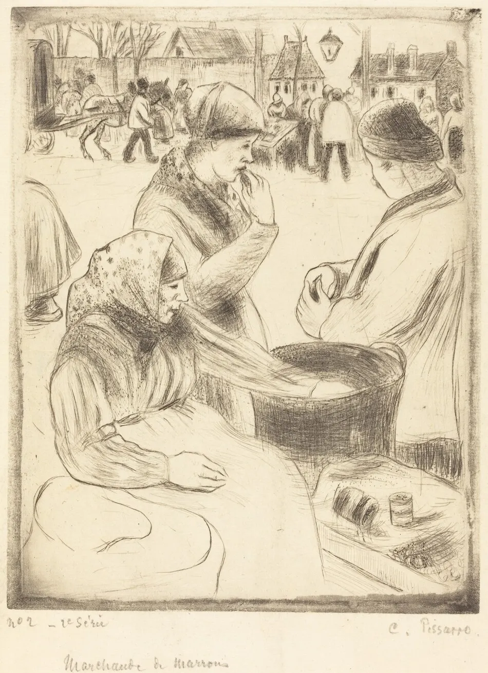 Chestnut Vendors (Marchands de marrons) by Camille Pissarro