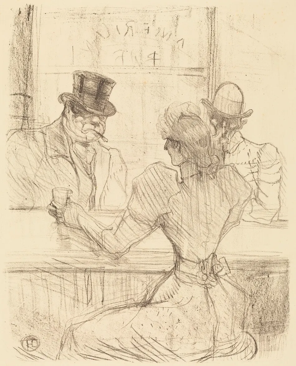 At the Picton Bar, rue Scribe (Au bar Picton, rue Scribe) by Henri de Toulouse-Lautrec