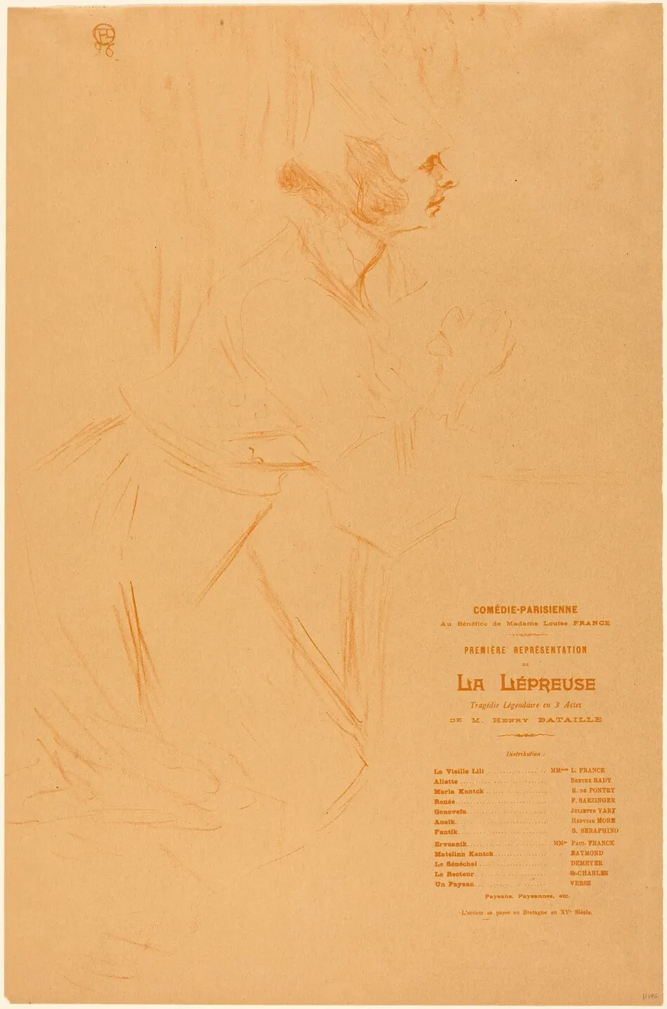 Program for "La lepreuse"  (Programme pour "La lépreuse") by Henri de Toulouse-Lautrec