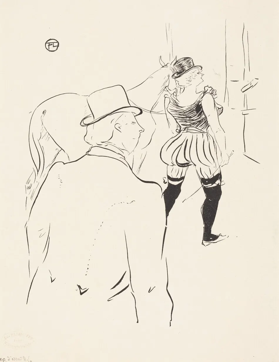 In the Wings of the Folies-Bergere:  Mrs. Lona Barrison with Her Manager and Husband by Henri de Toulouse-Lautrec