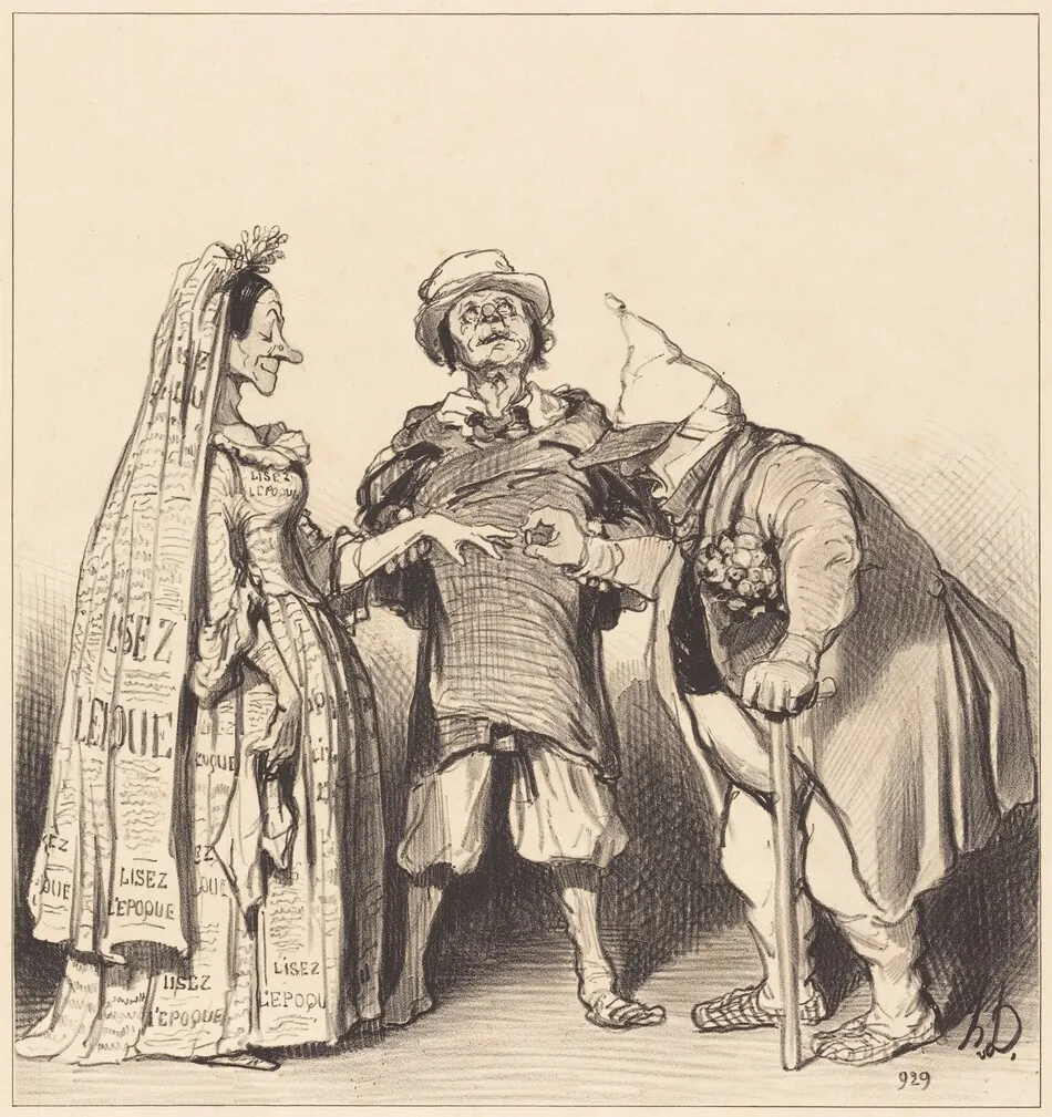 Mariage de l'Époque et du Constitutionnel by Honoré Daumier