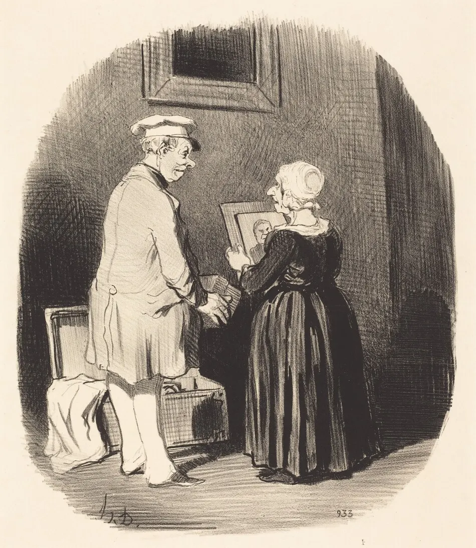 Tiens, ma femme, v'la mon portrait... by Daumier, Honoré