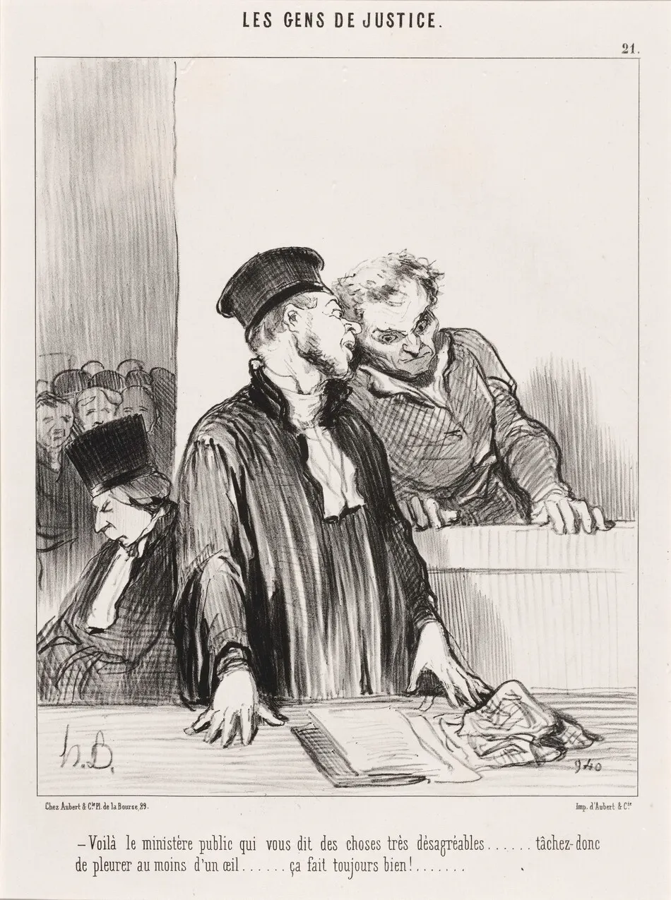 Voila le ministère public qui vous dit des choses... désagréables... by Daumier, Honoré