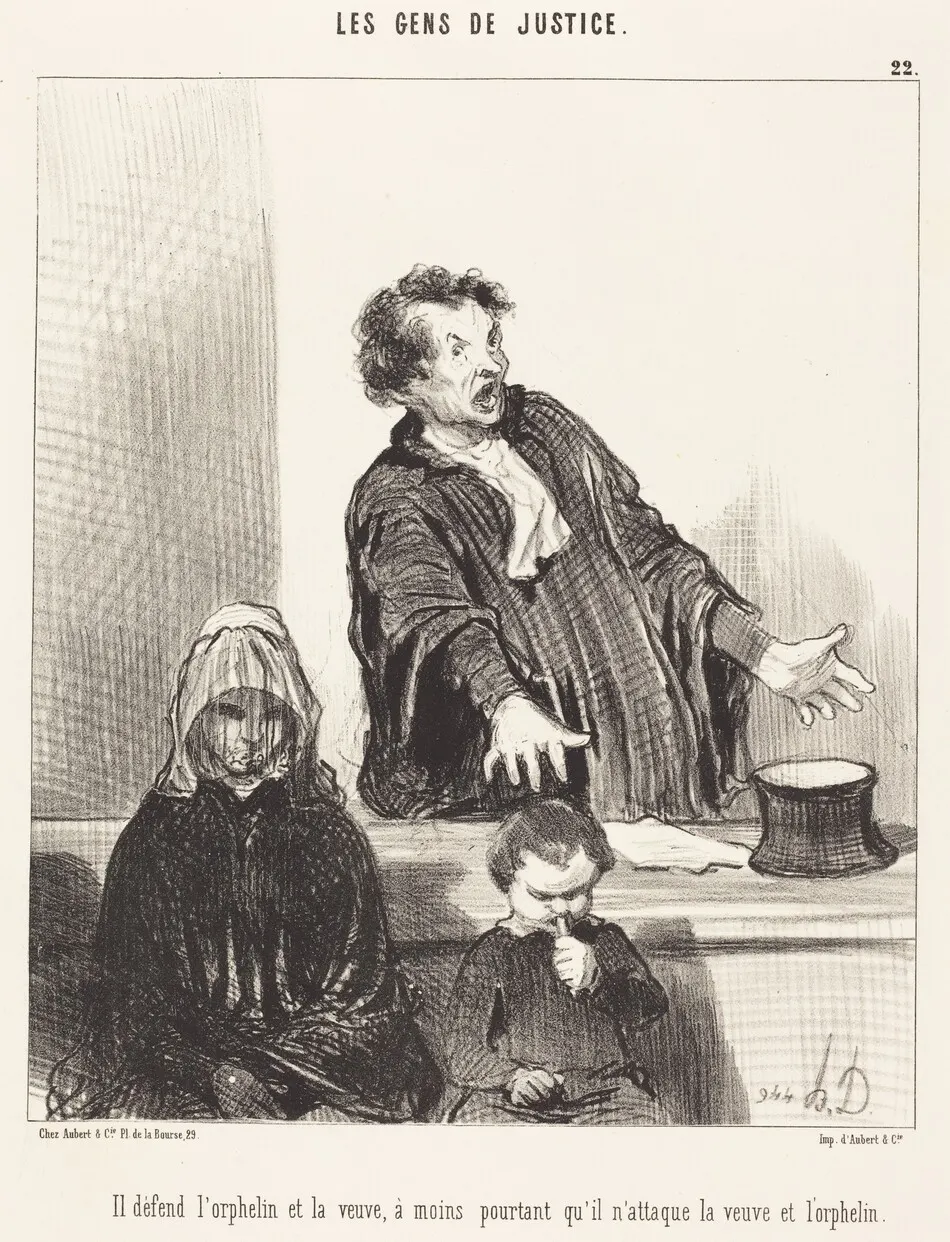 Il défend l'orphelin et la veuve, a moins... by Honoré Daumier