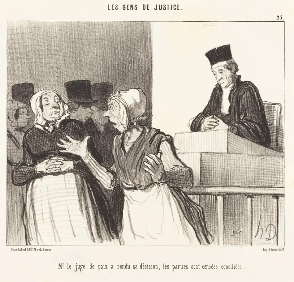 Mr. le Juge de paix a rendu sa décision... by Honoré Daumier