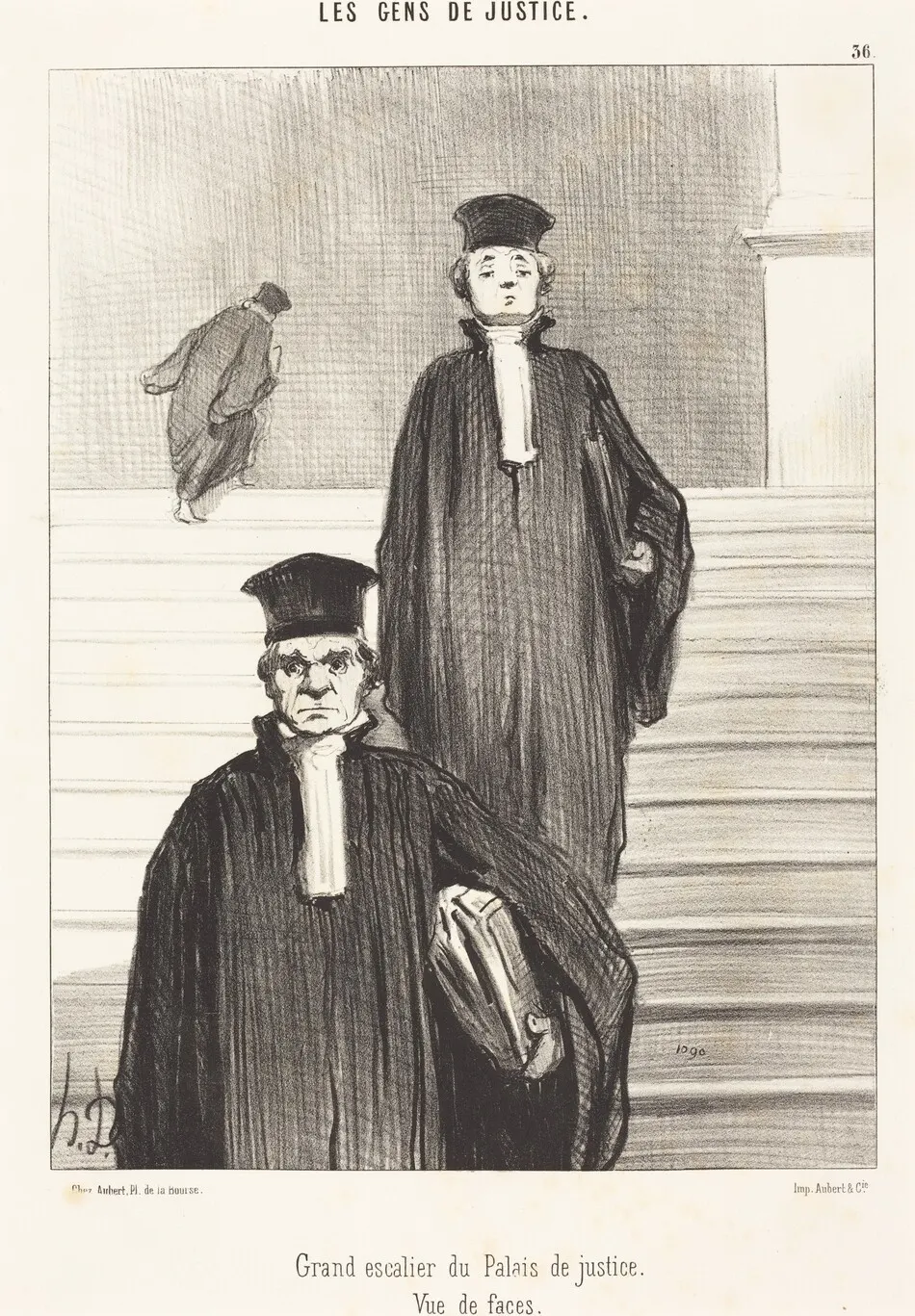 Grand escalier du Palais de justice.  Vue de face by Honoré Daumier