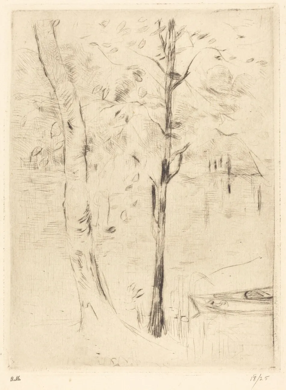 Lake with Rowboat by Berthe Morisot