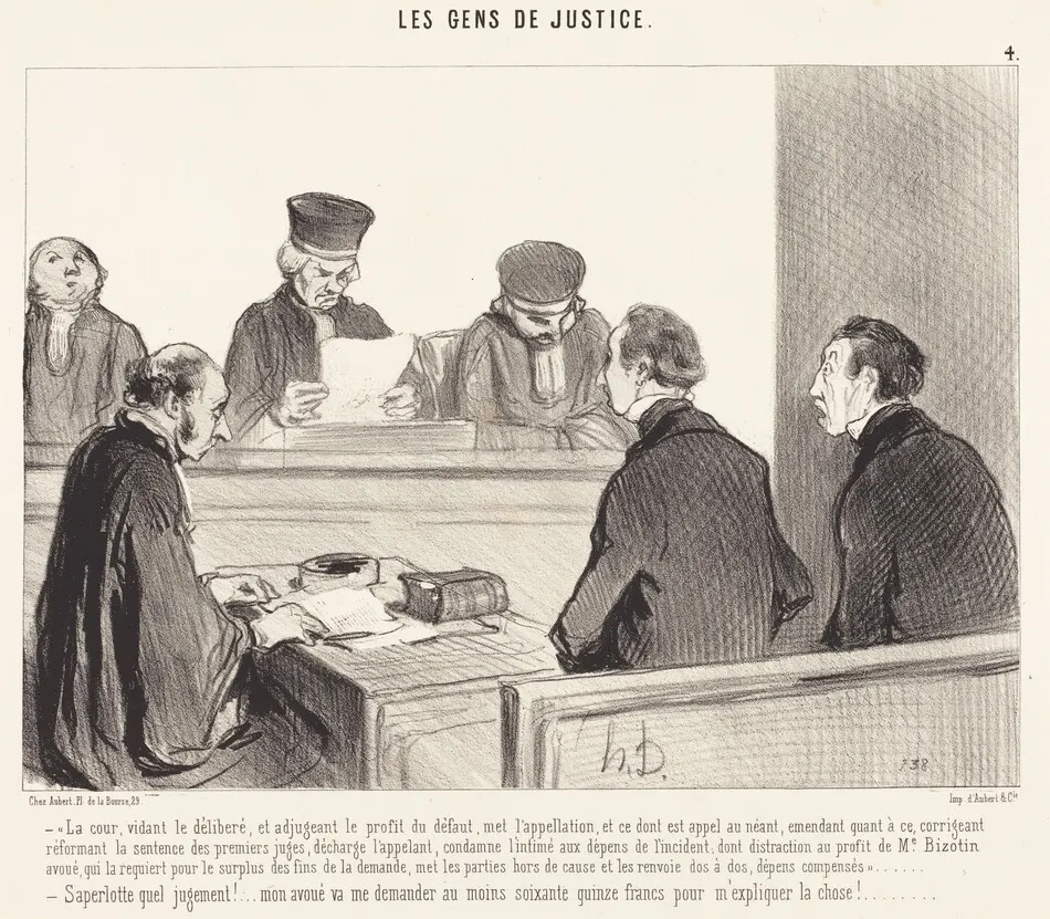 La Cour, vidant le délibéré... by Honoré Daumier