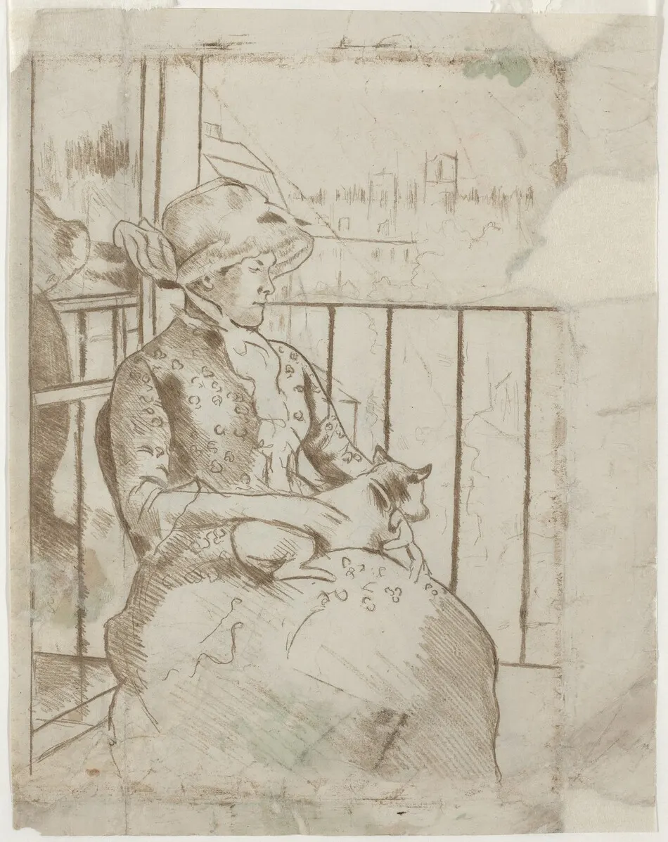 Susan on a Balcony Holding a Dog [verso] by Mary Cassatt