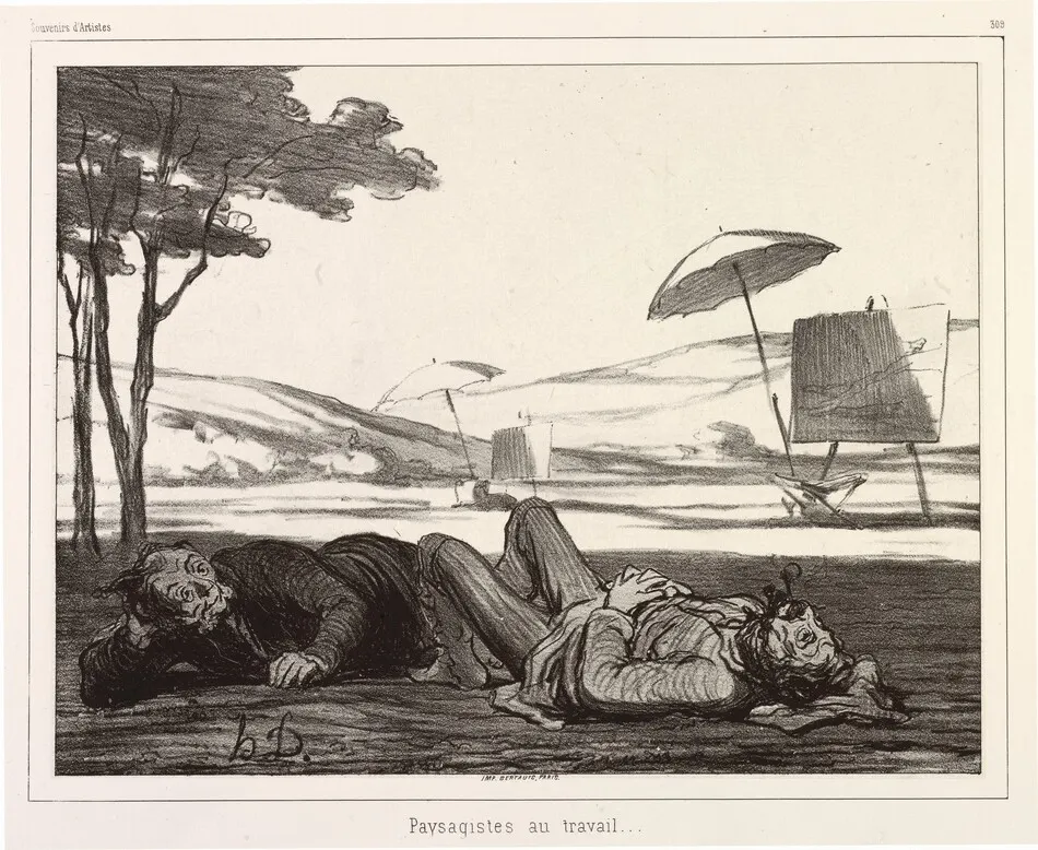Paysagistes au travail (Landscape Artists at Work) by Honoré Daumier