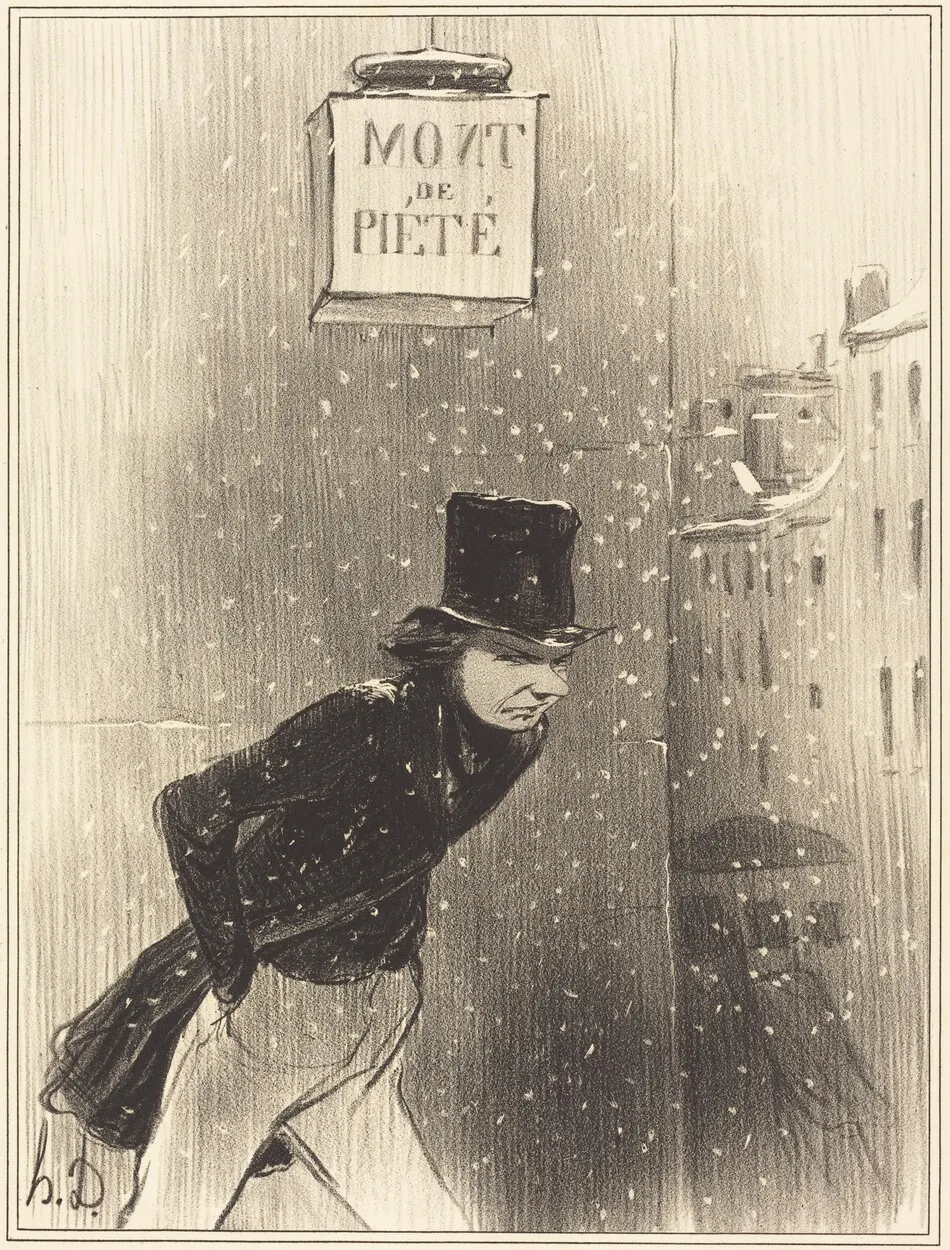 Un Monsieur au dessous de ses affaires by Daumier, Honoré