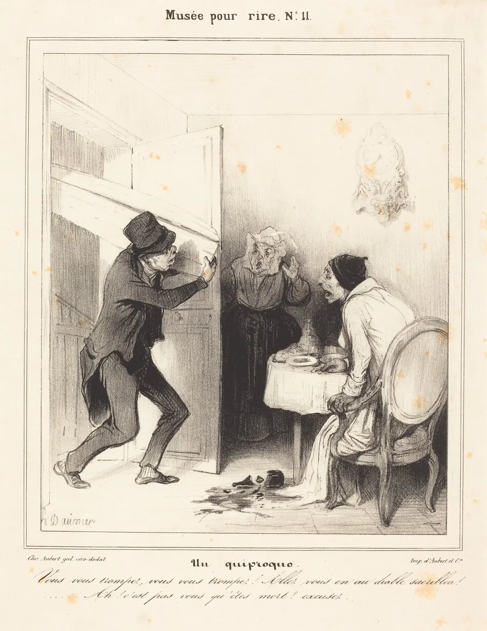 Un quiproquo - Vous vous trompez... allez... au diable... by Daumier, Honoré