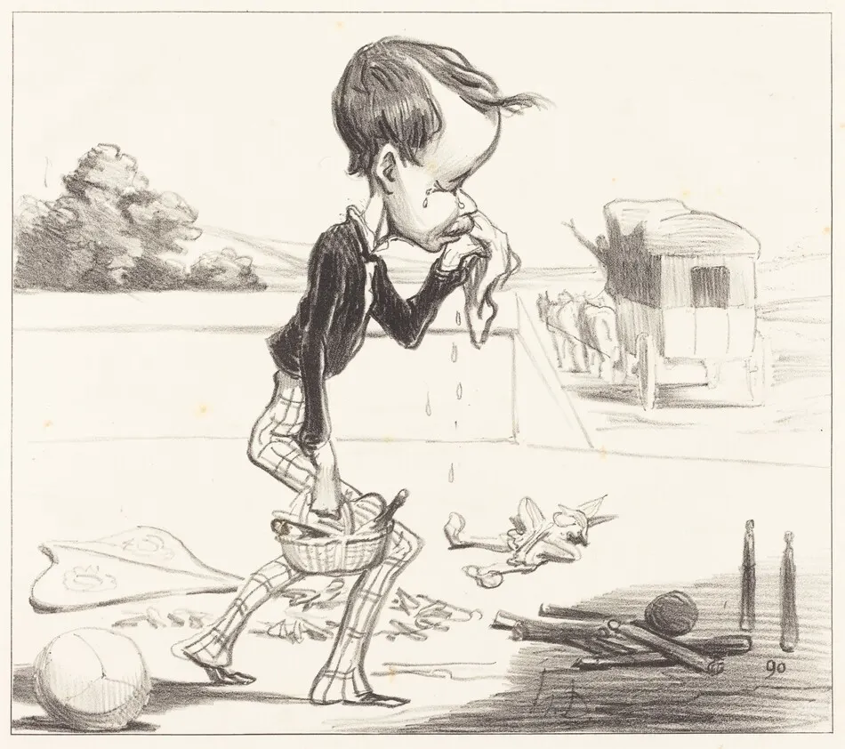 Le Jeune Estancelin est obligé de rentrer en classe! by Honoré Daumier