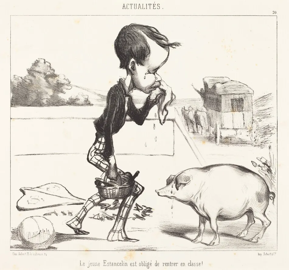 Le Jeune Estancelin est obligé de rentrer en classe! by Honoré Daumier