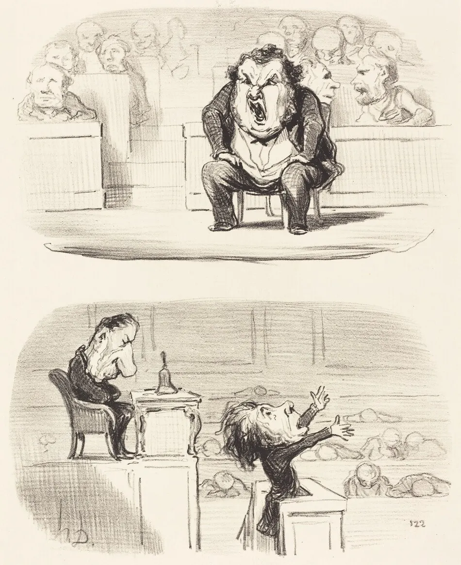 Quand un orateur ennuyeux monte a la tribune by Honoré Daumier
