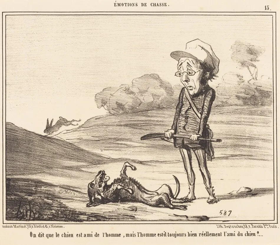 On dit que le chien est ami de l'homme... by Honoré Daumier