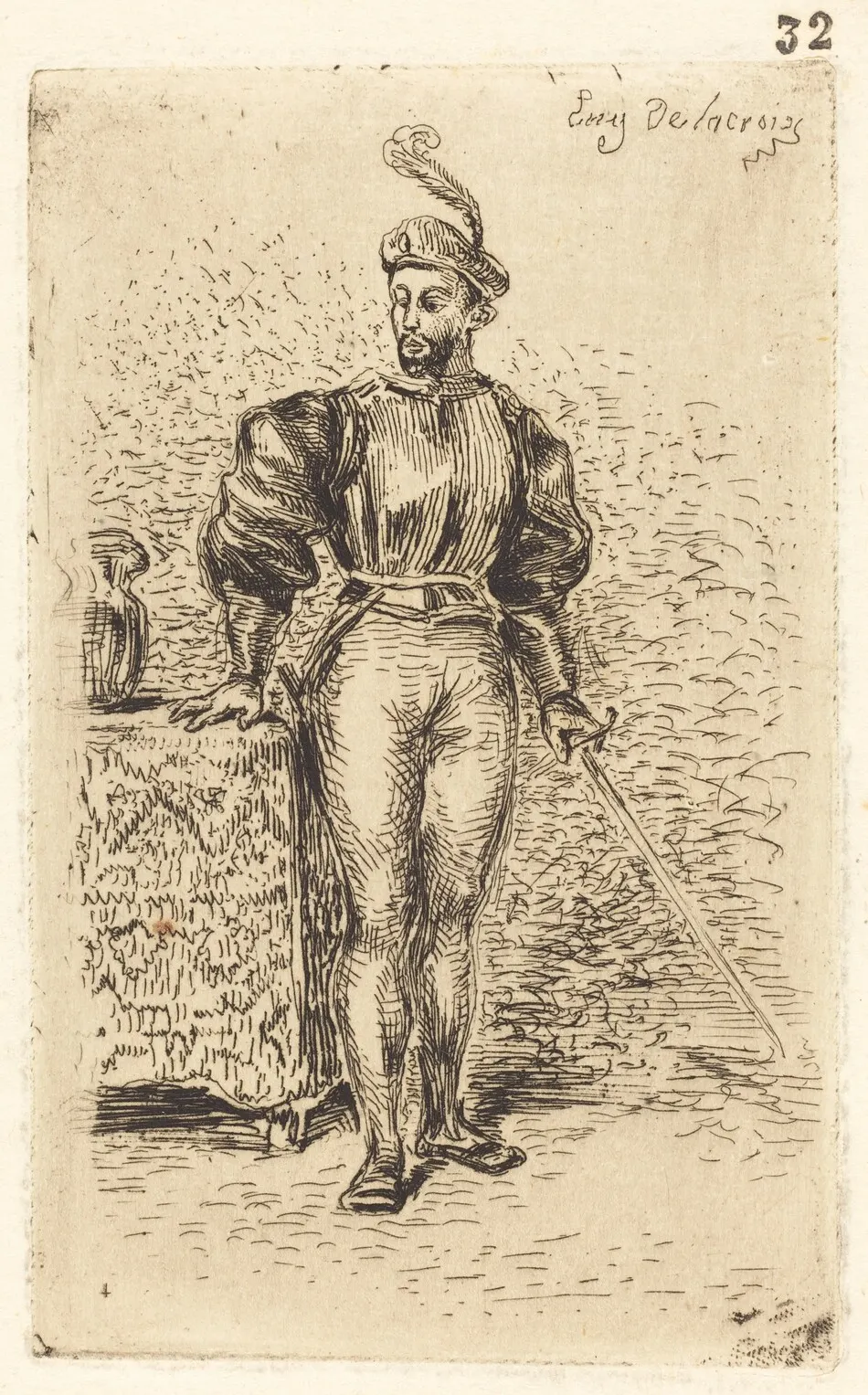A Man with Weapons (Un Homme d'armes) by Eugène Delacroix