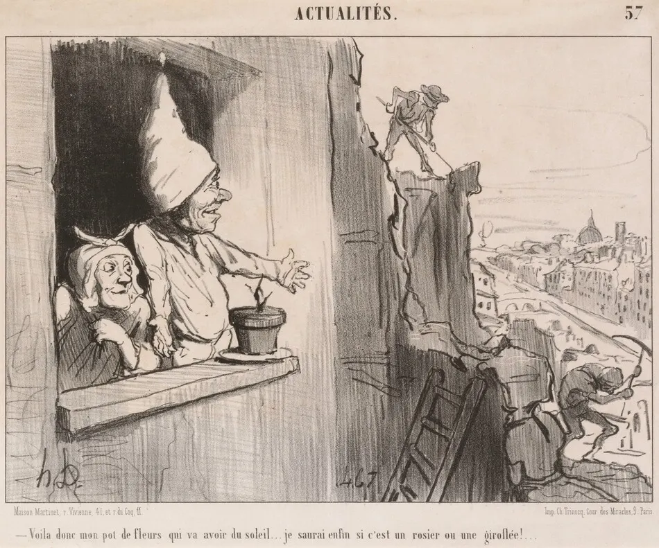 Voila... mon pot de fleurs... va avoir du soleil... by Daumier, Honoré