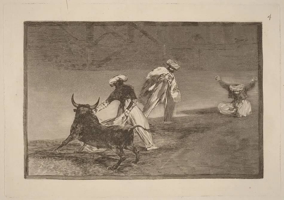 Capean otro encerrado  (They Play Another with the Cape in an Enclosure) by Francisco Goya
