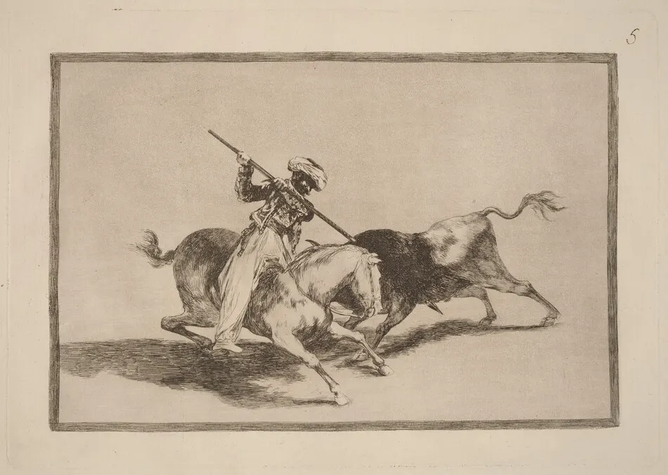 El animoso moro Gazul es el primero que lanceo toros en regla (The Spirited Moor Gazul is the First to Spear Bulls According to Rules) by Francisco Goya