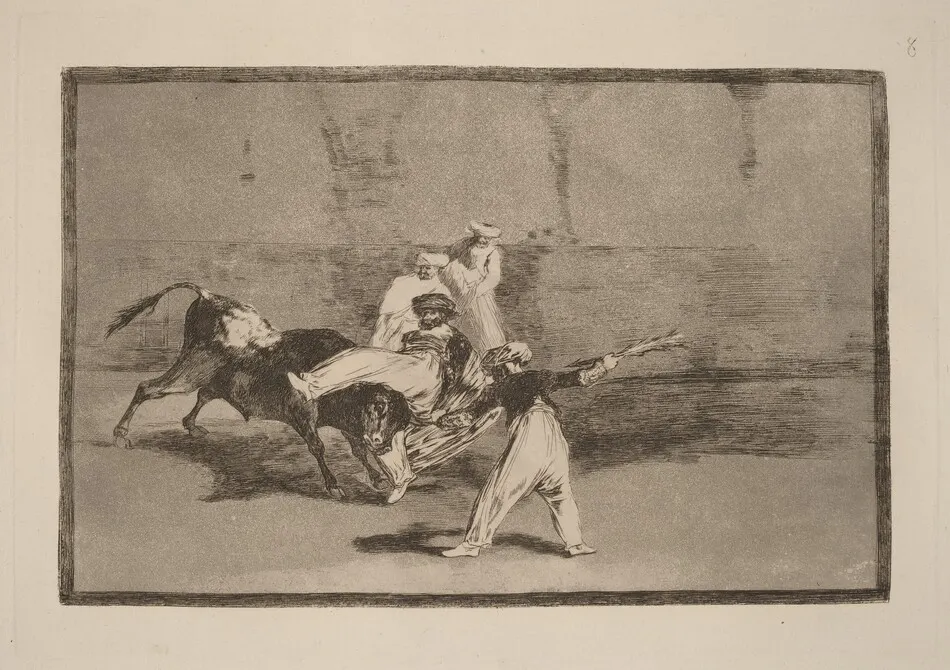 Cogida de un moro estando en la plaza  (A Moor Caught by the Bull in the Ring) by Francisco Goya
