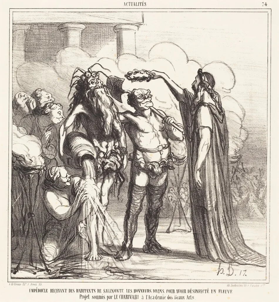 Empedocle recevant... les honneurs divins... by Honoré Daumier