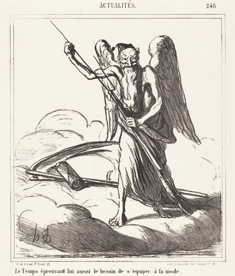 Le Temps éprouvant lui aussi le besoin de s'équiper a la mode by Honoré Daumier