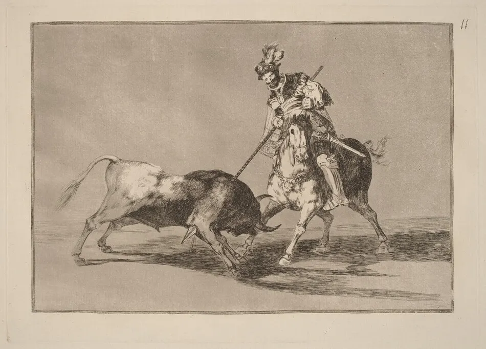 El Cid Campeador lanceando otro toro  (The Cid Campeador Spearing Another Bull) by Francisco Goya