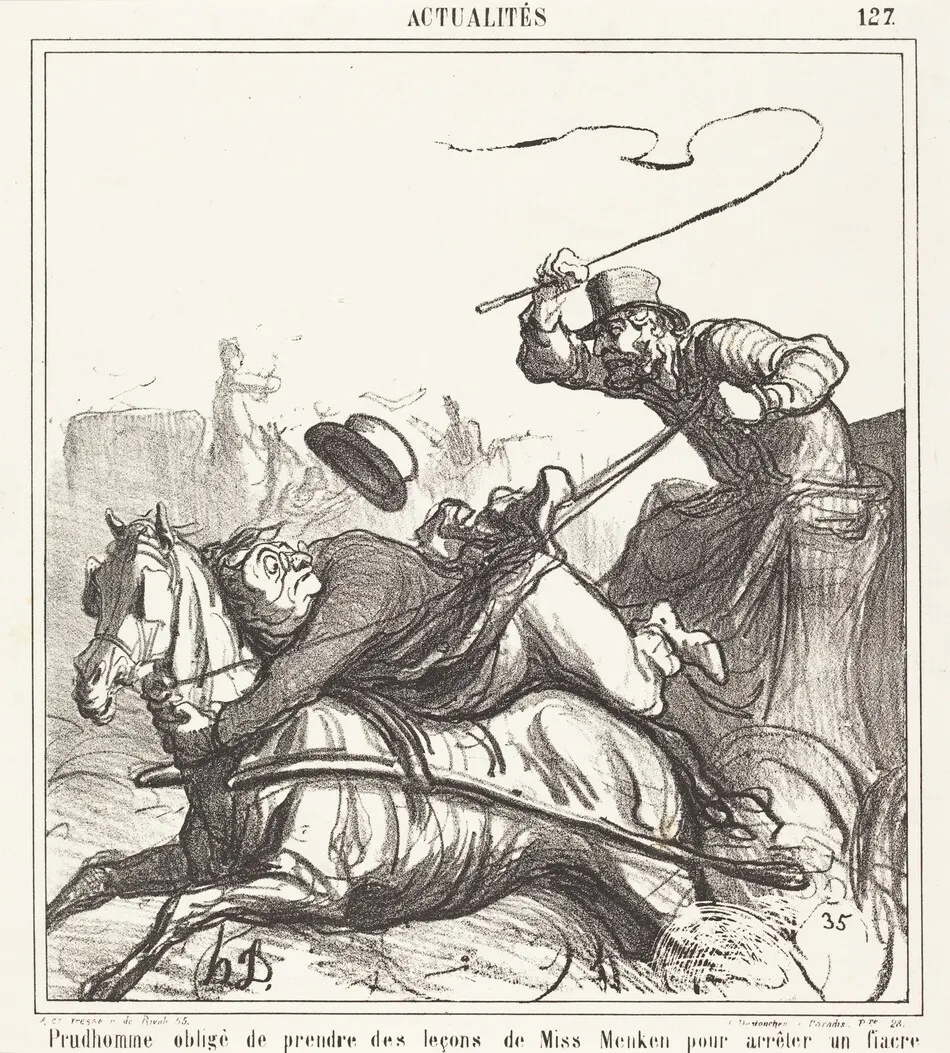 Prudhomme obligé de prendre des leçons... by Honoré Daumier