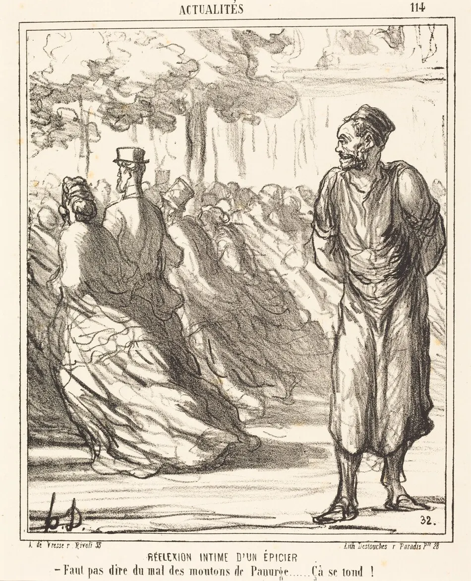 Réflection intime d'un épicier by Daumier, Honoré