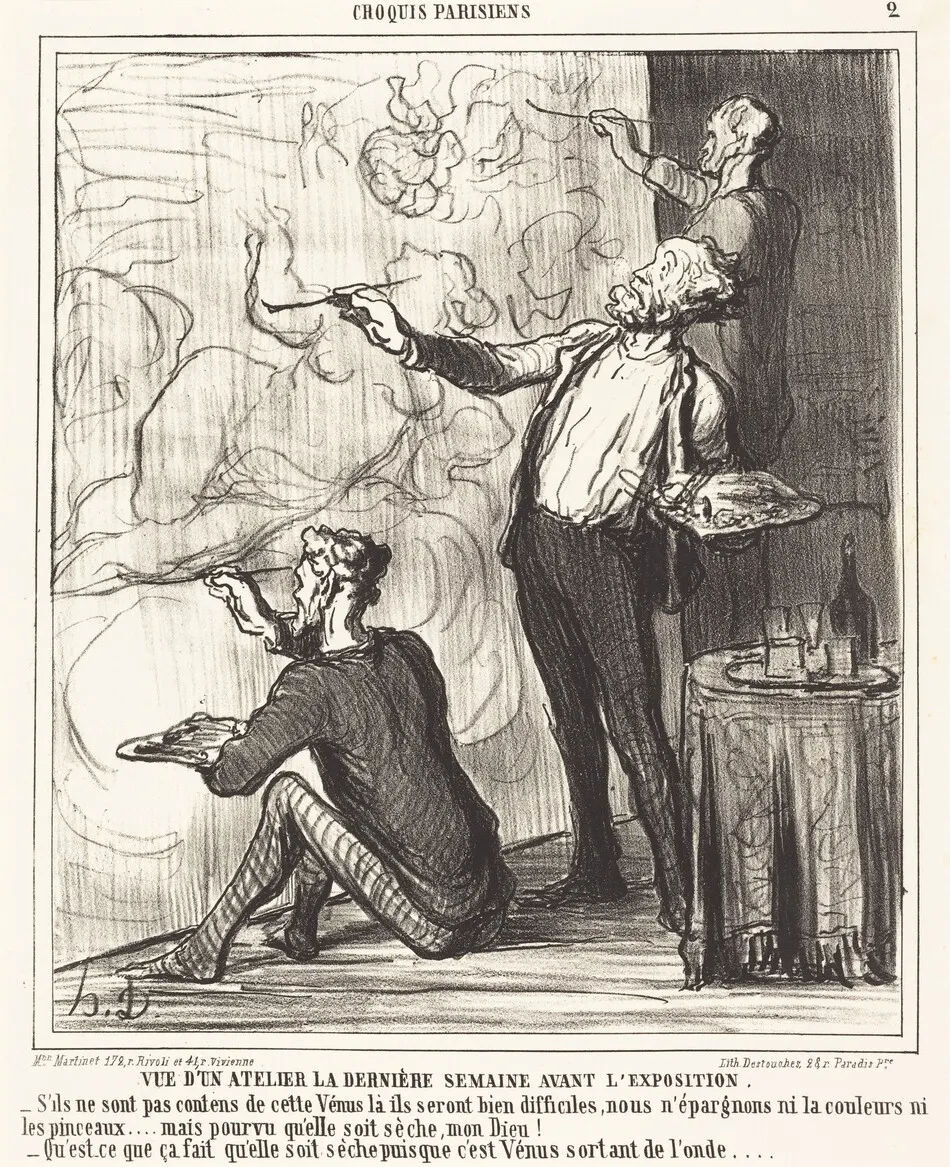 Vue d'un atelier... avant l'exposition by Daumier, Honoré