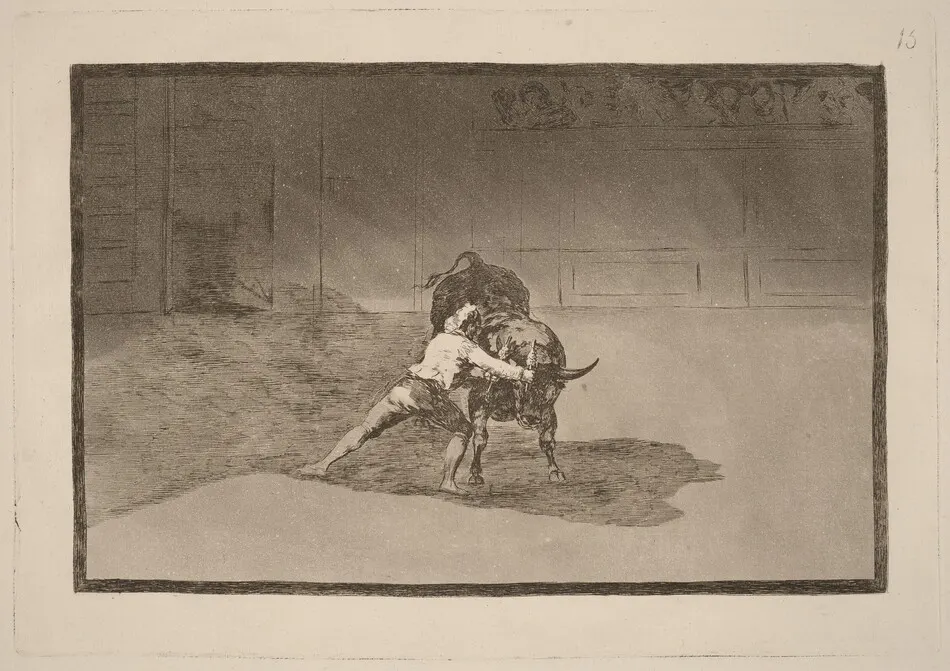 El famoso Martincho poniendo banderillas al quiebro (The Famous Martincho Places the Banderillas Playing the Bull with the Movement of His Body) by Francisco Goya