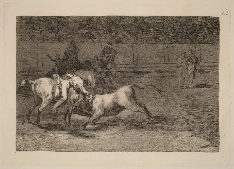 Mariano Ceballos, alias el Indio, mata el toro desde su caballo (Mariano Ceballos, Alias the Indian, Kills the Bull from His Horse) by Francisco Goya