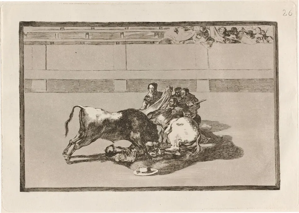 Caida de un picador de su caballo debajo del toro (A Picador is Unhorsed and Falls under the Bull) by Francisco Goya
