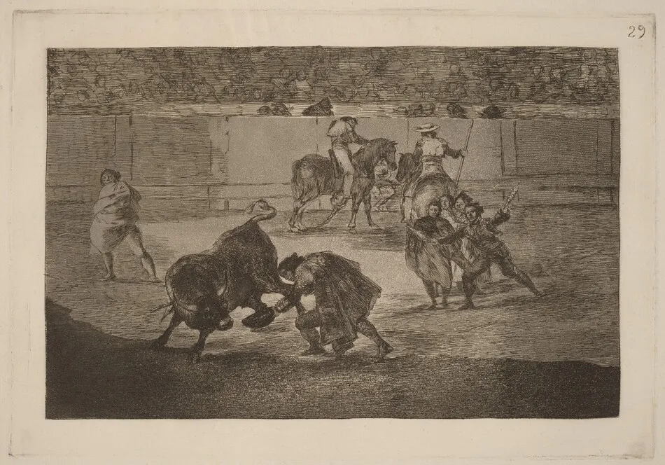 Pepe Illo haciendo el recorte al toro (Pepe Illo Making the Pass of the "Recorte") by Francisco Goya