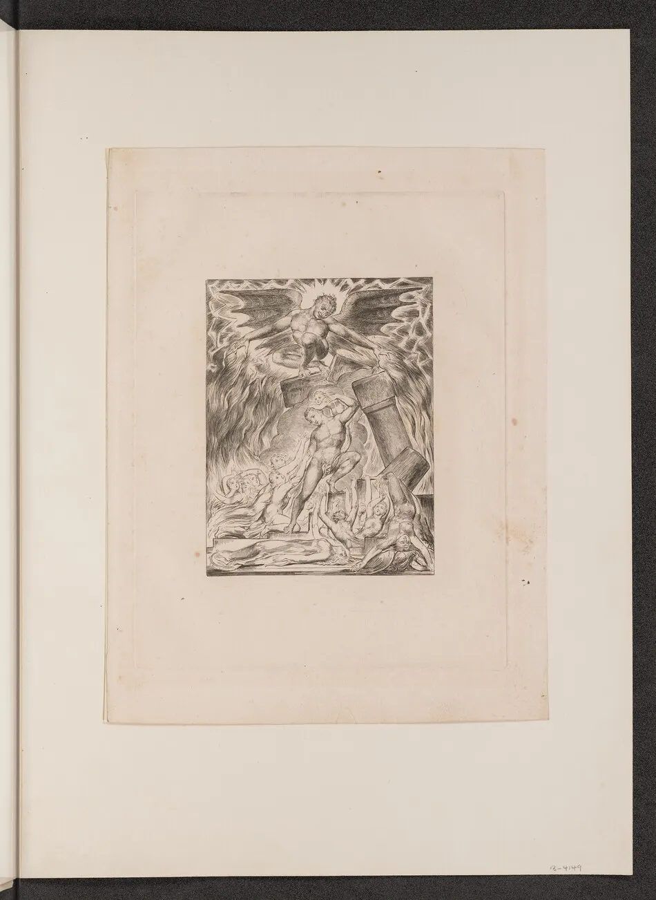 Job's Sons and Daughters Overwhelmed by Satan by William Blake