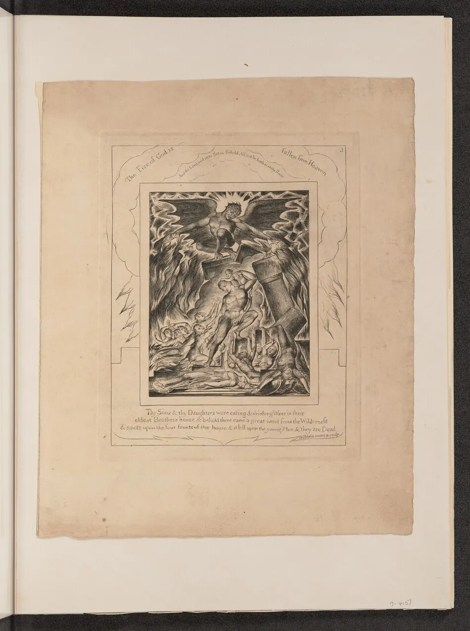 Job's Sons and Daughters Overwhelmed by Satan by William Blake