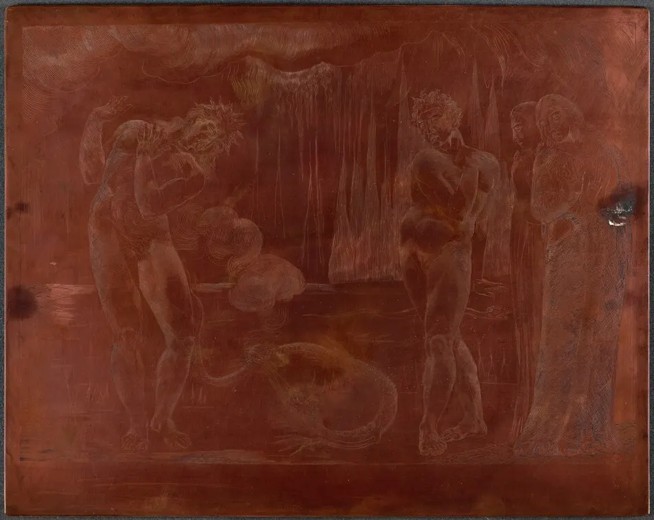 The Circle of the Thieves; Buoso Donati Attacked by the Serpent by William Blake