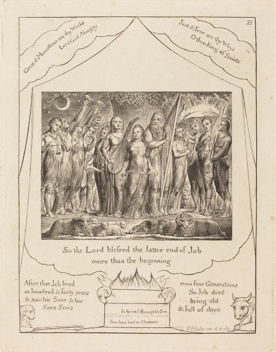 Job and His Wife Restored to Prosperity by William Blake