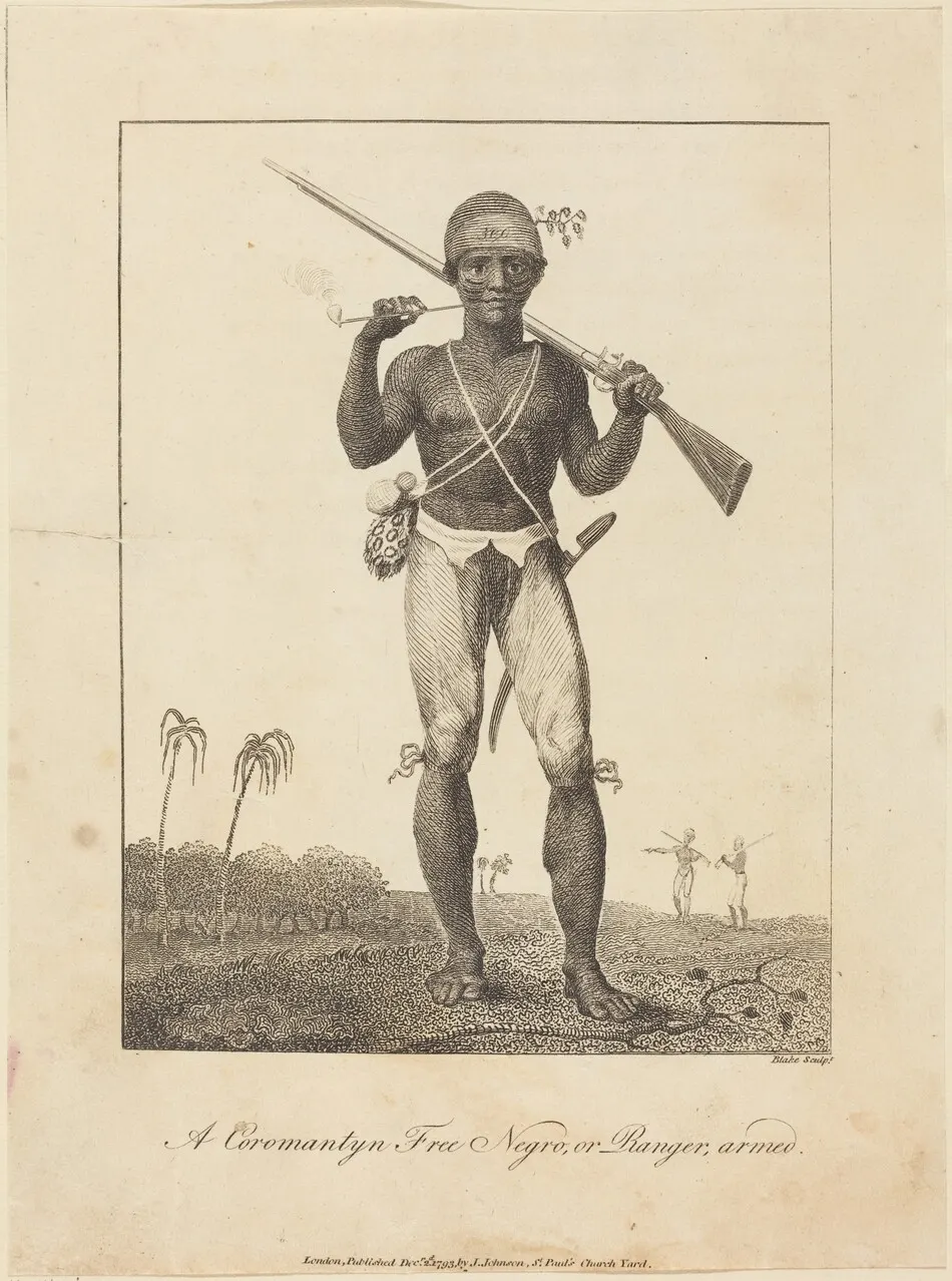 A Coromantyn Free Negro, or Ranger, armed by William Blake