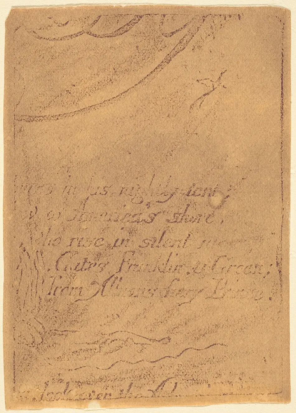 Restrike from fragment of cancelled plate for "A Prophecy" by William Blake
