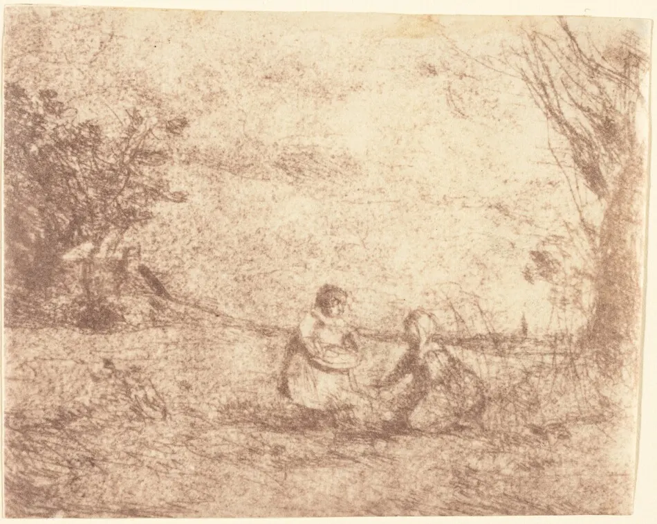 Farm Children (Les Enfants de la ferme) by Jean-Baptiste-Camille Corot