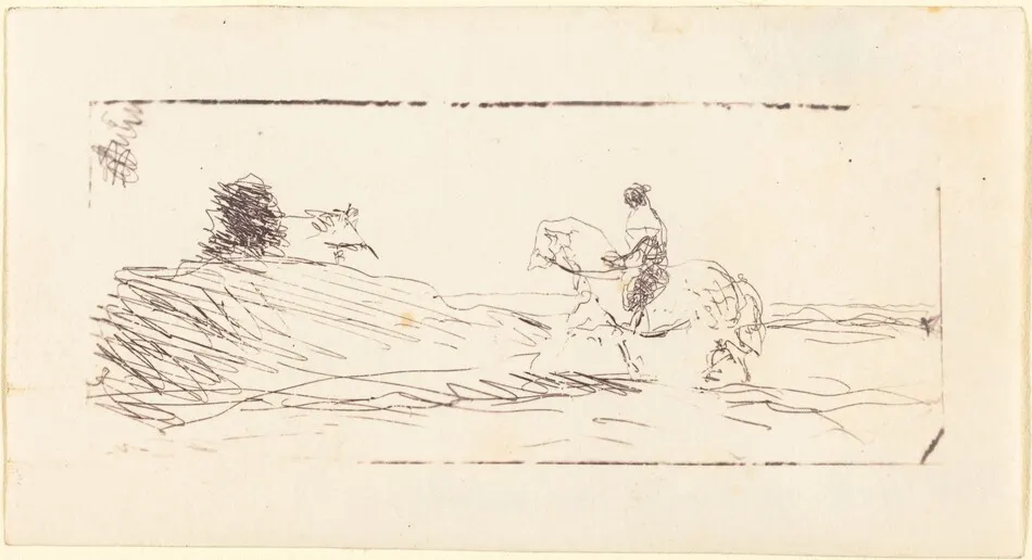 Carte-de-visite with Horseman (La Carte de visite au cavalier) by Jean-Baptiste-Camille Corot